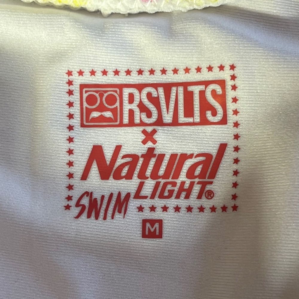 RSVLTS x Natural Light Flamingo Lemon One‎ Piece Swimsuit Pink Zipper Medium - Picture 3 of 5